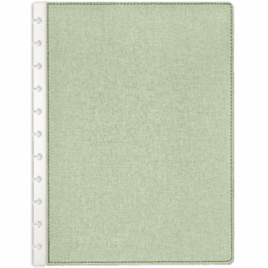 Pasztell zöld lenvászon szövet textiil borító korongos füzet napló planner