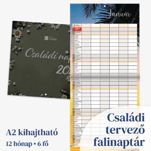 Családi naptár tervező falinaptár szülőknek és gyerekeknek A2 méretben kiemelt