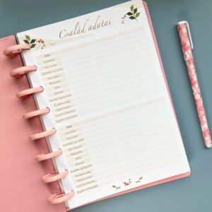Anya napló - Család adatai szervező planner korongos füzet csaladinaptar.hu webshop