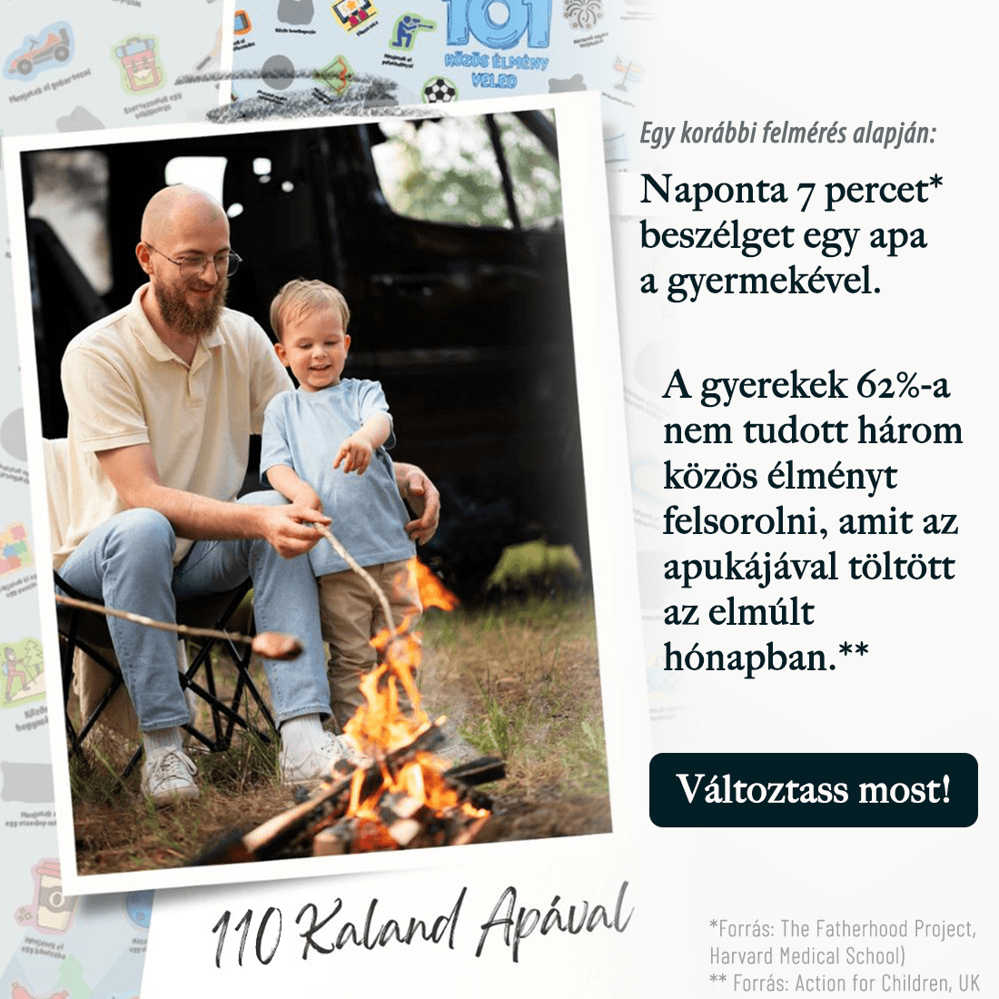 110 élmény apával - Kaparós élmény plakát 2 Ajándék apák napja kaparós élmény plakát momemtum 100 kaland apával, papával csaladinaptár csaladiélmény