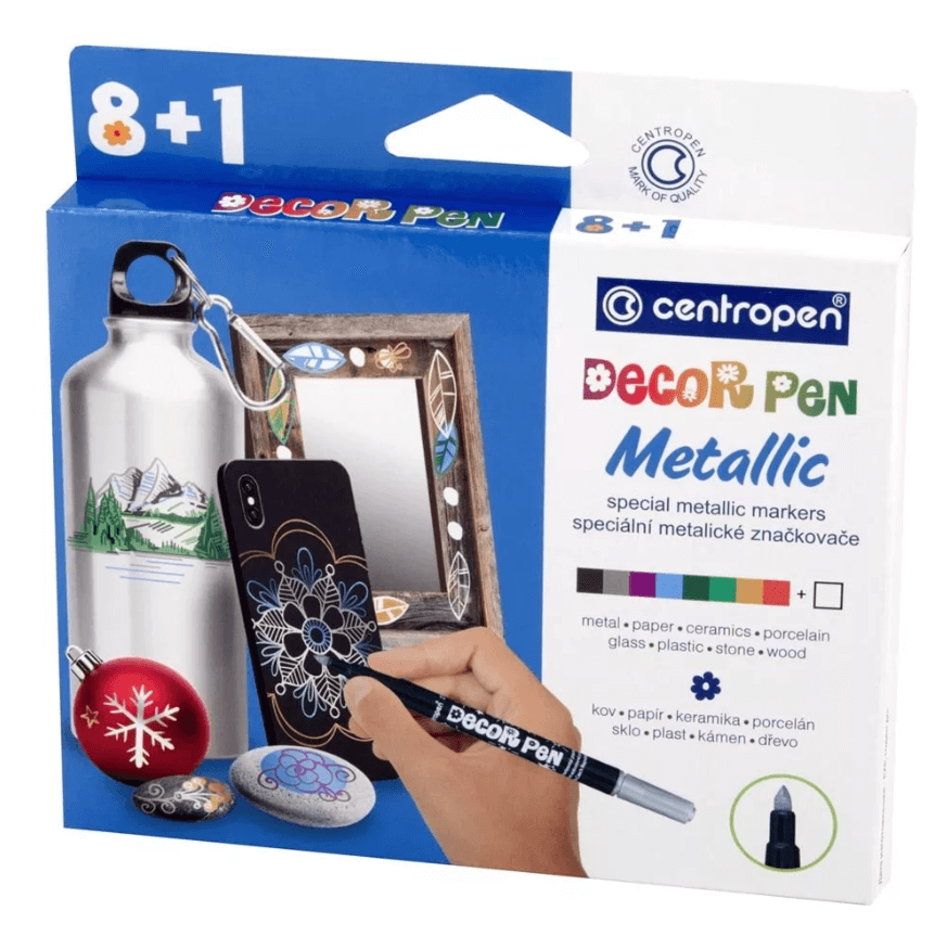 Dekor filctoll készlet 9 db-os 6 dekor filctoll készlet metál