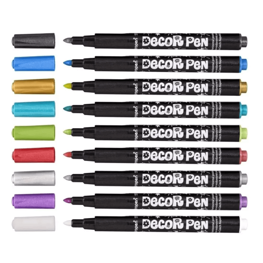 Dekor filctoll készlet 9 db-os 5 dekor filctoll készlet metál