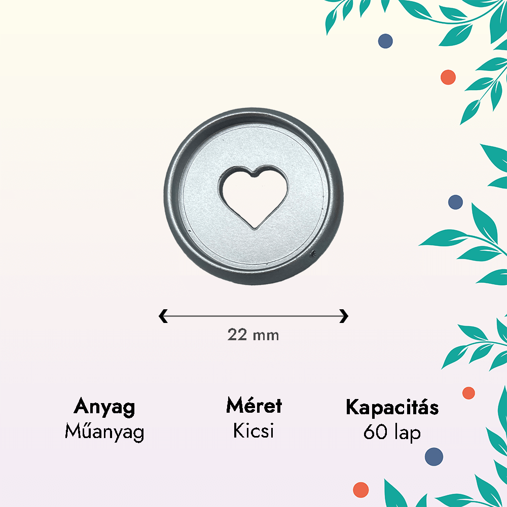 Ezüst színű szív alakú korong – 1 db – kicsi méretben 2 Ezüst színű szív alakú kicsi korong
