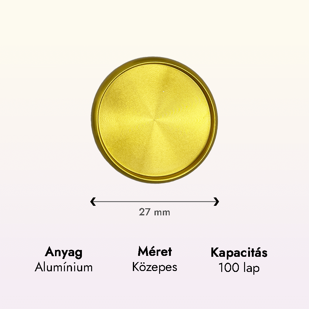 Alumínium korong – 27 mm – arany 2 fem korong arany kozepes adatok