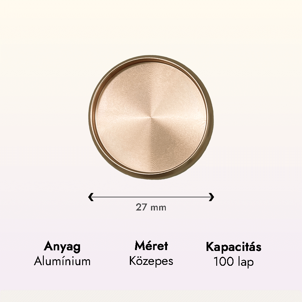 Alumínium korong – 27 mm – rosegold 2 fem korong rosegold kozepes adatok