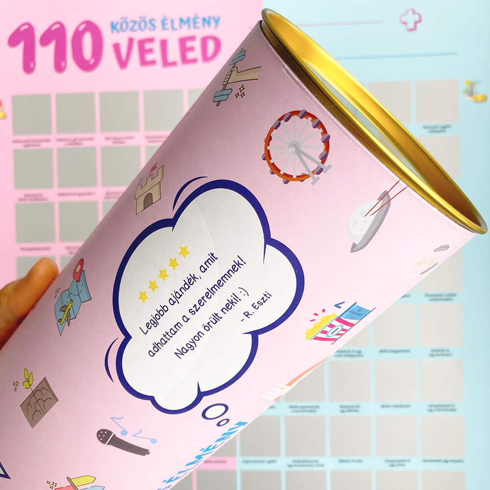 110 élmény pároknak - Kaparós élmény plakát 4 110 élmény pároknak kaparós élmény plakát webshop valentin nap randi nőnap ajándék ötlet díszdoboz