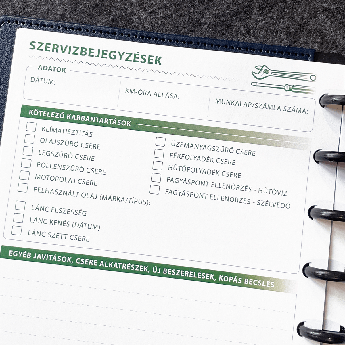 Szerviznapló - autóhoz, motorhoz 6 szerviz fuzet egyediszerviz