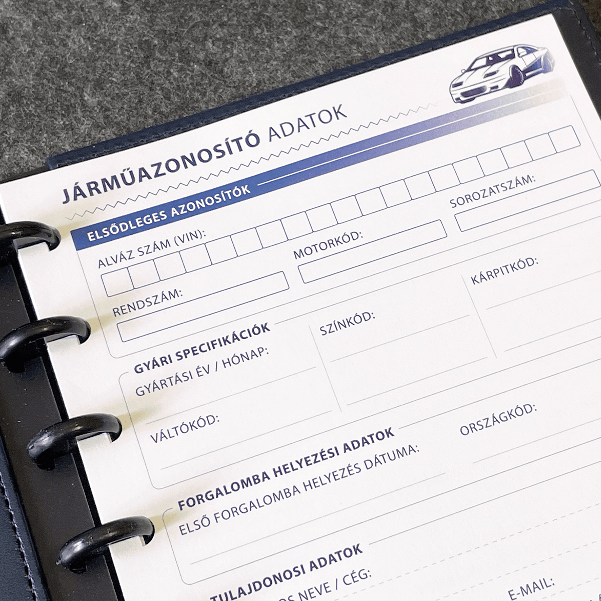 Szerviznapló - autóhoz, motorhoz 1 Szerviz füzet autó, motor korongos napló kiegészítő webshop