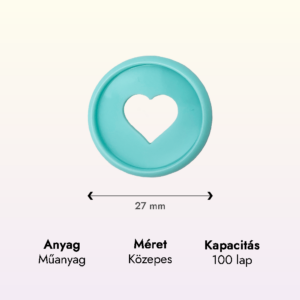 szív alakú világos kék műanyag közepes korong adatok lapraforgó korongos füzet családinaptár