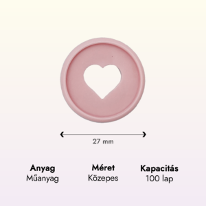 szív alakú világos rózsaszín műanyag közepes korong adatok lapraforgó korongos füzet családinaptár