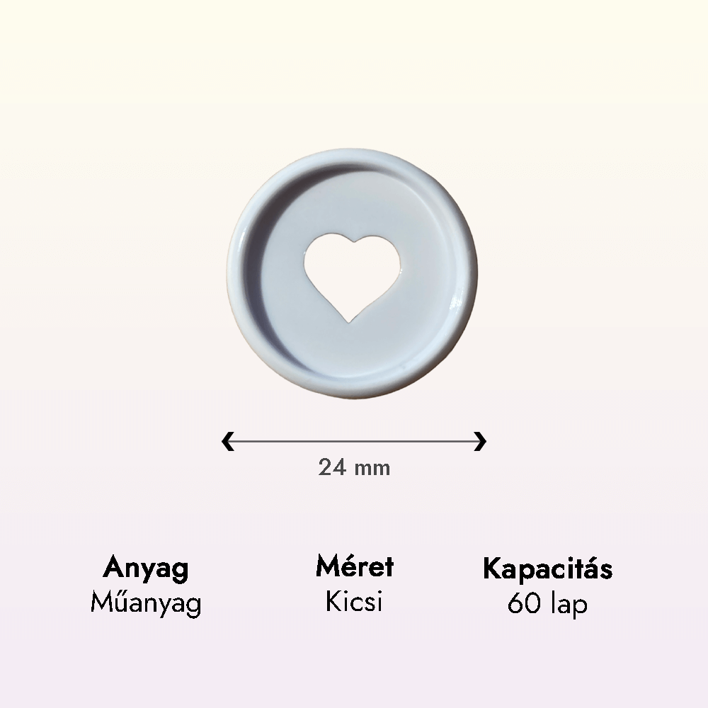 Fehér színű szív alakú korong – 1 db – kicsi méretben 2 sziv korong feher kicsi 24 adatok