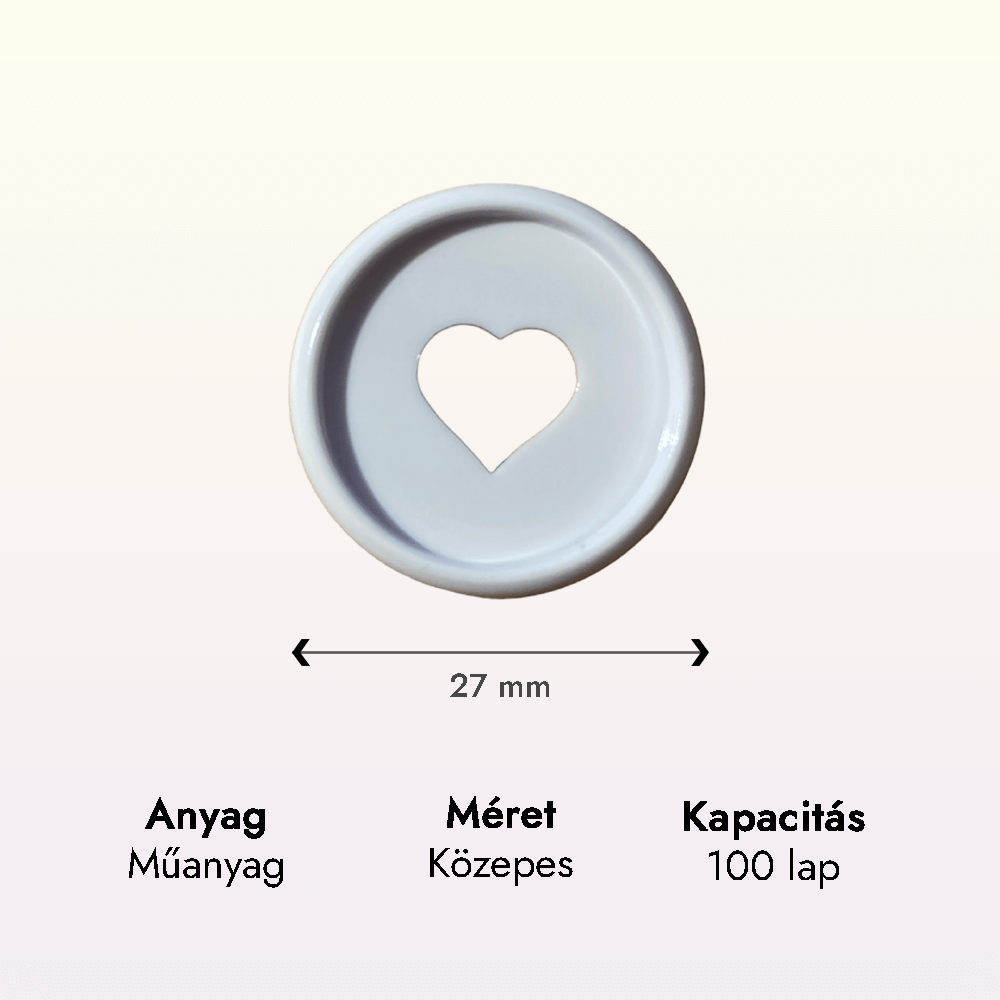 Fehér színű szív alakú korong - 1 db - közepes méretben 2 sziv korong feher kozepes adatok