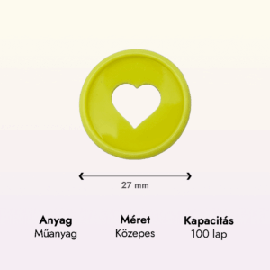 szív alakú sárga műanyag közepes korong adatok lapraforgó korongos füzet családinaptár