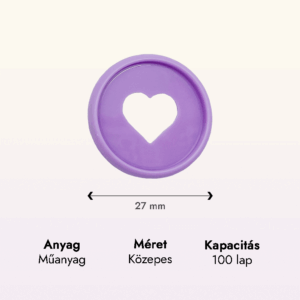 szív alakú világos lila műanyag közepes korong adatok lapraforgó korongos füzet családinaptár